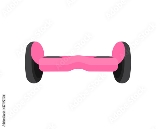 Vector flat cartoon pink icon logo of hoverboard hover board hyroscooter isolated on white background 