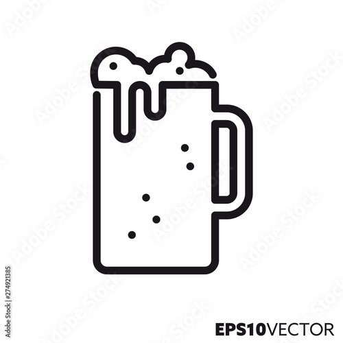Beer in glass vector line icon