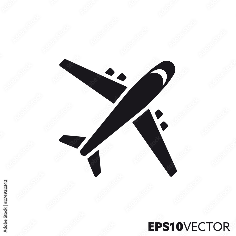 Airplane vector glyph icon