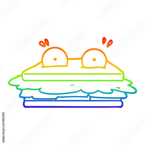 rainbow gradient line drawing sandwich cartoon character