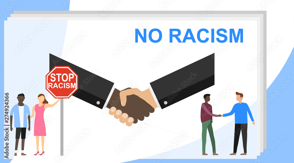 Stop racism, no racism. No racial discrimination of people. Vector illustration
