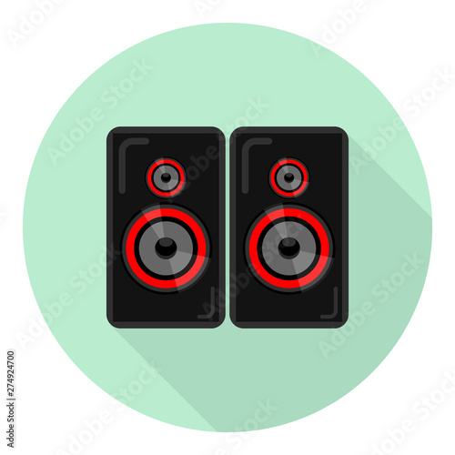 flat icon of music speakers for players, guitars, music tsentor, TVs, etc