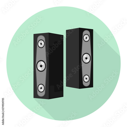 flat icon of music speakers for players, guitars, music tsentor, TVs, etc