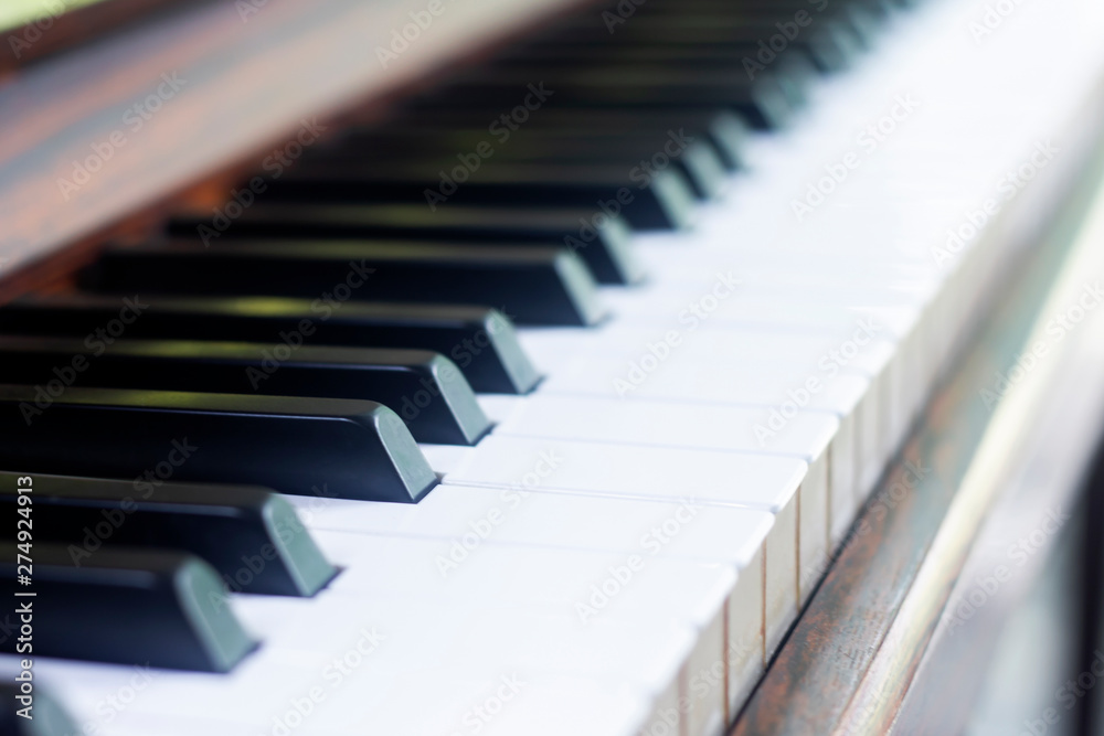 Piano keyboard background with selective focus Piano keyboard background with selective focus