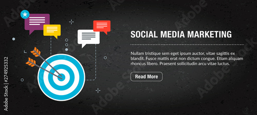 Social media marketing banner internet with icons in vector.