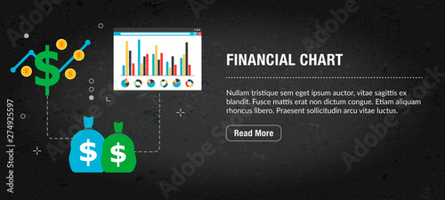 Financial chart banner internet with icons in vector.
