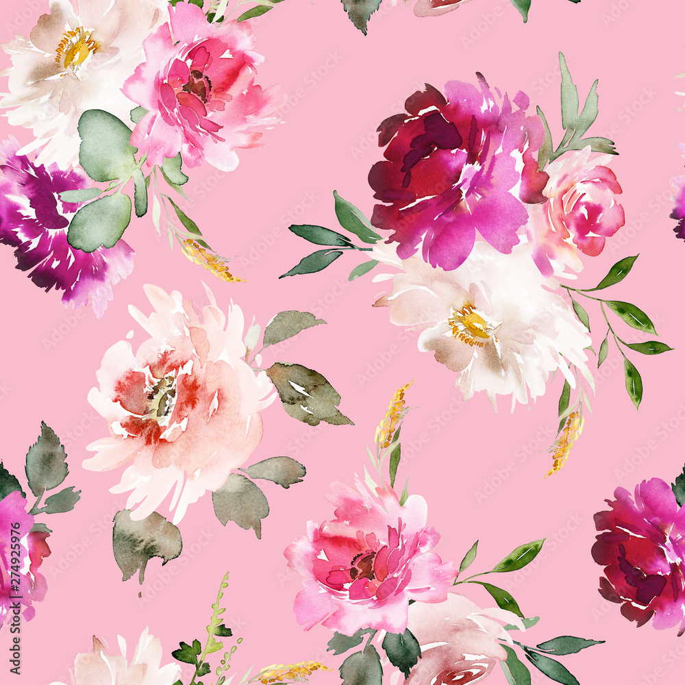 Seamless summer pattern with watercolor flowers handmade. Seamless summer pattern with watercolor flowers handmade.