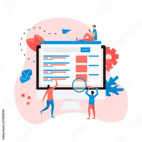 Search engine result pag vector, Page showing search results of a query, web search concept	