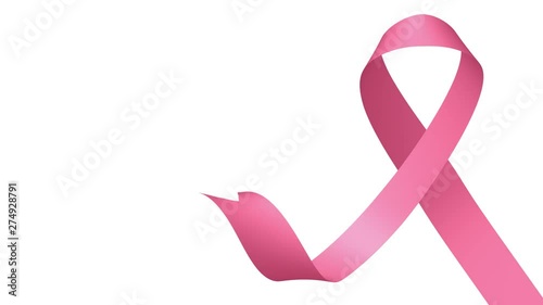 Pink ribbon, symbol of breast cancer awareness campaign in october month, 3D animation with luma matte alpha channel included