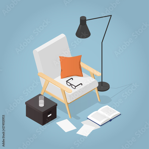 Isometric Reading Place Illustration