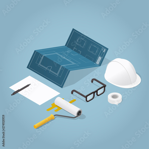 Isometric House Construction Illustration