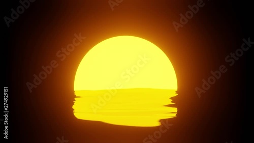 3D rendered yellow abstract with reflection in water waves looks like sun shining with copy space for cartoon flim