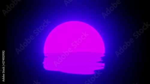 3D rendered pink abstract with reflection in water waves looks like moon shining with copy space for cartoon flim