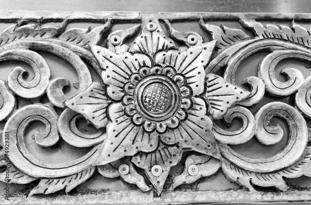 Decorative Art of Thai on the ceiling in temple (ceiling, design, intricate)