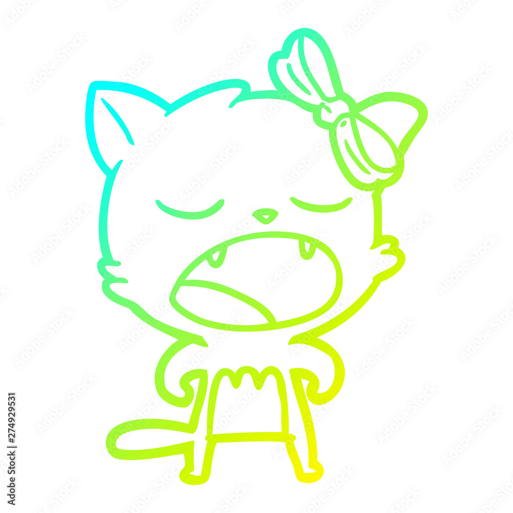 cold gradient line drawing cartoon cat meowing cold gradient line drawing cartoon cat meowing