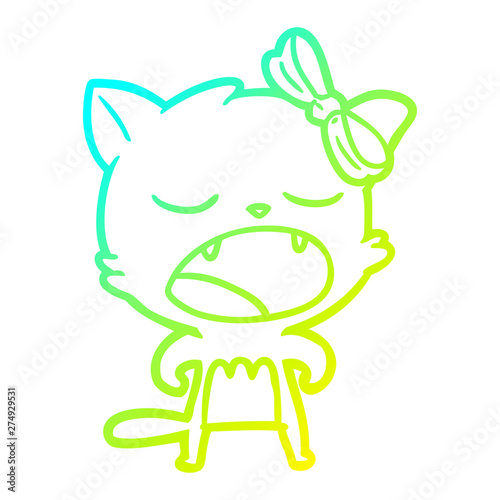 cold gradient line drawing cartoon cat meowing