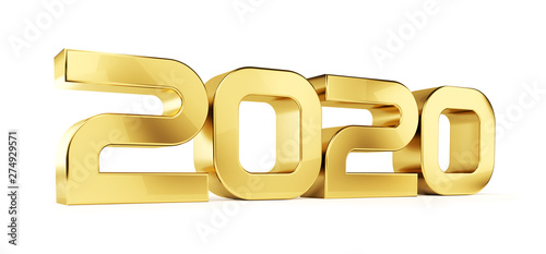 2020 golden bold letters symbol isolated 3d-illustration