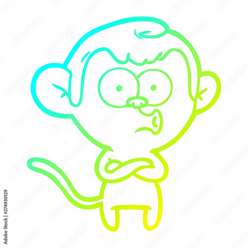 cold gradient line drawing cartoon surprised monkey cold gradient line drawing cartoon surprised monkey