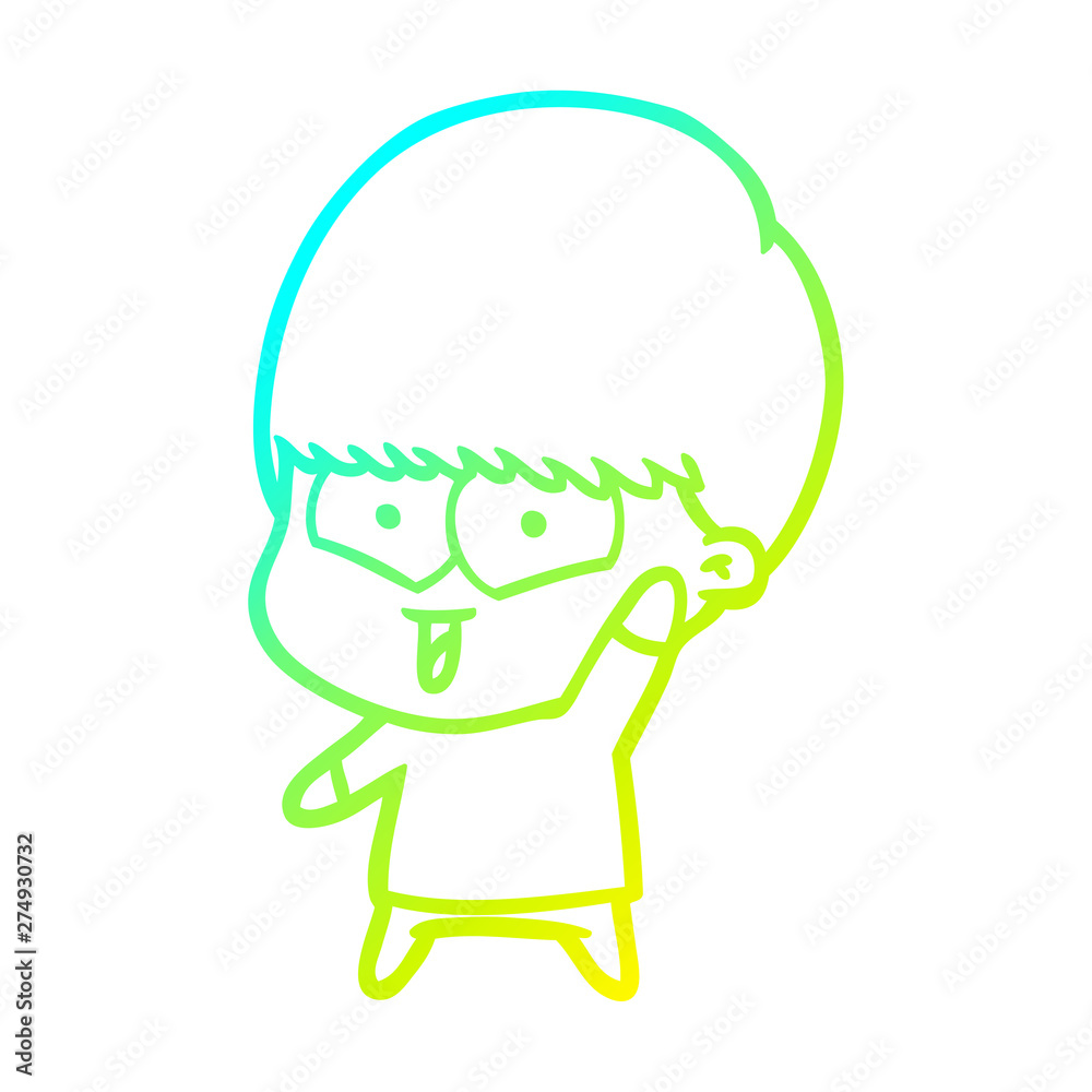 cold gradient line drawing cartoon happy boy cold gradient line drawing cartoon happy boy