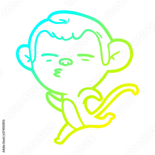 cold gradient line drawing cartoon suspicious monkey