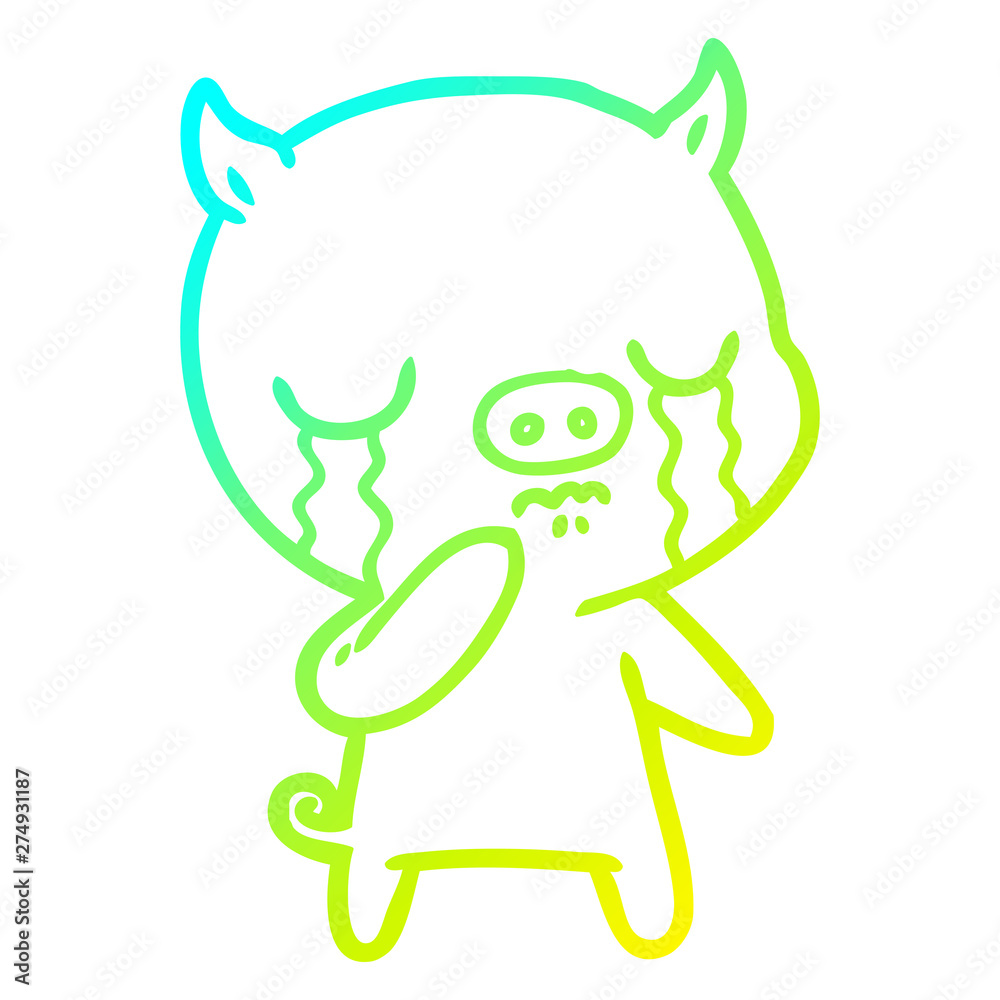 cold gradient line drawing cartoon pig crying cold gradient line drawing cartoon pig crying