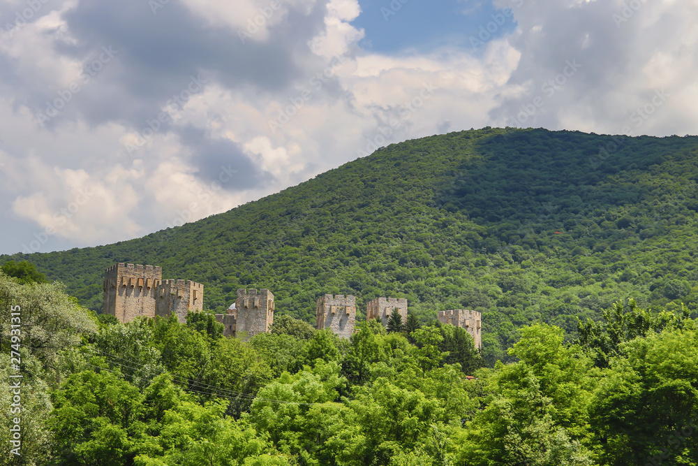 Fototapeta premium Serbian Orthodox monastery Manasija near Despotovac, Serbia, founded by Despot Stefan Lazarevic between 1406 and 1418. The church is dedicated to the Holy Trinity