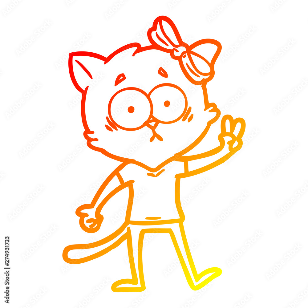 warm gradient line drawing cartoon cat warm gradient line drawing cartoon cat
