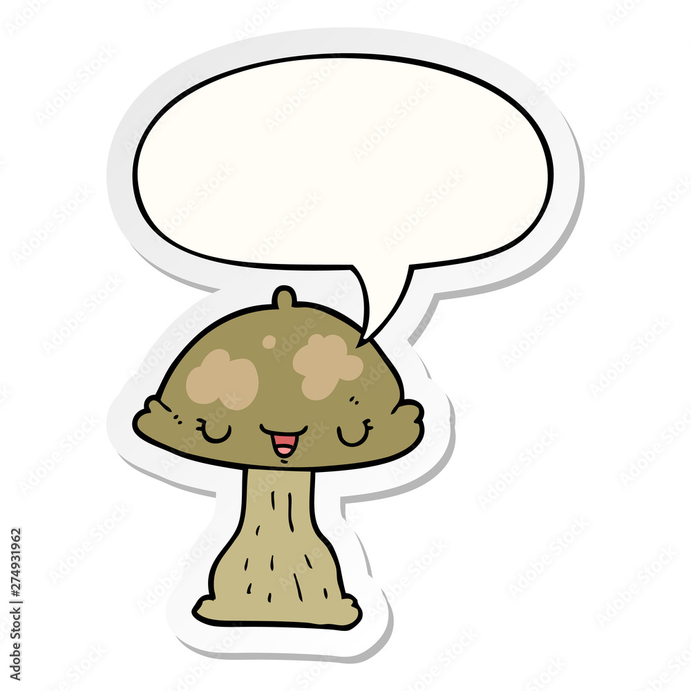 cartoon toadstool and speech bubble sticker cartoon toadstool and speech bubble sticker