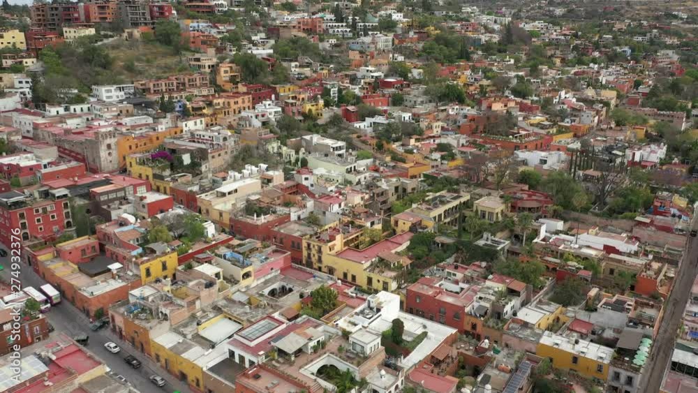 Aerial Drone View over the colorful rooftops of San Miguel Allende, Guanajuato, Mexico Aerial Drone View over the colorful rooftops of San Miguel Allende, Guanajuato, Mexico
