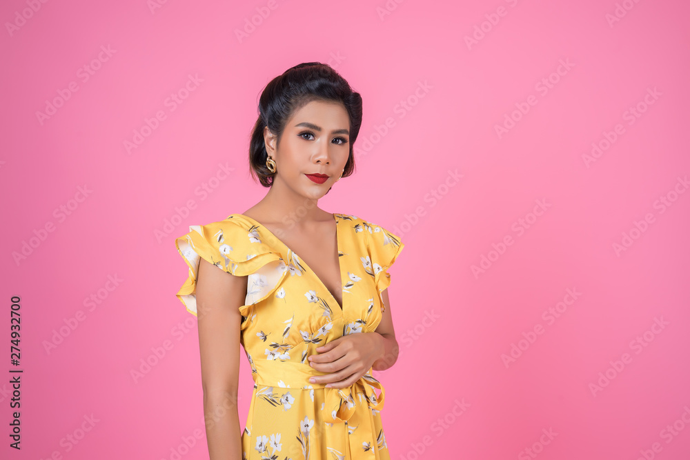 Portrait of Fashion woman action in studio Portrait of Fashion woman action in studio