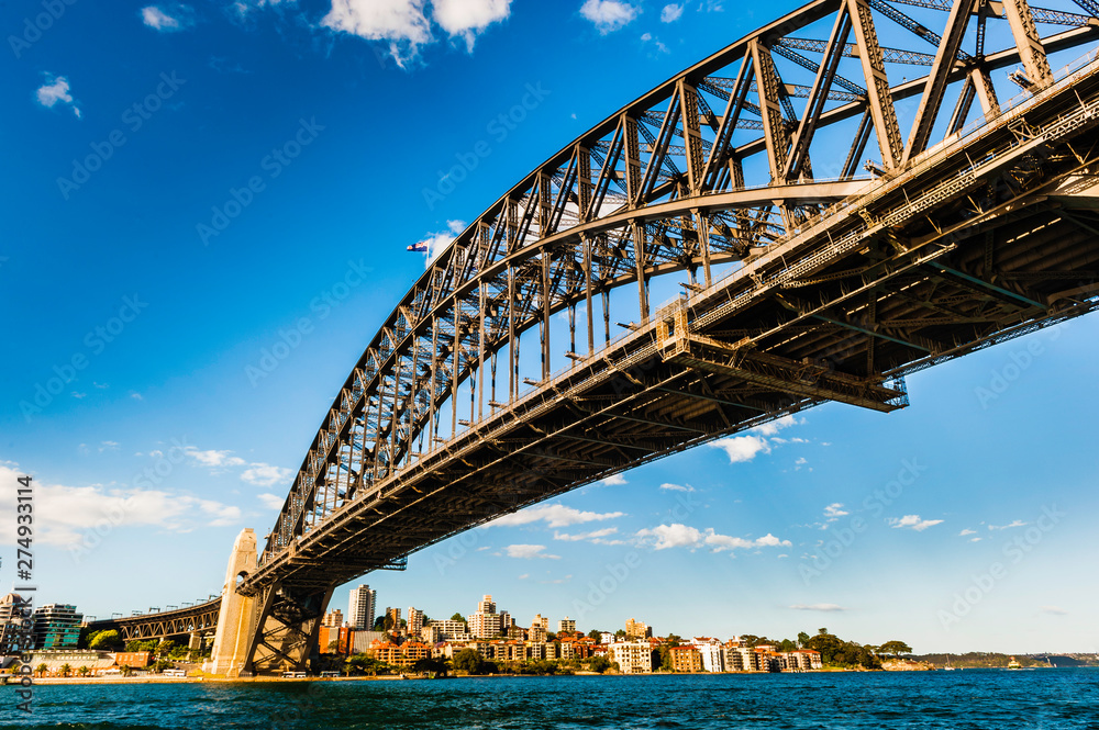 Obraz premium Sydney Harbour Bridge one of the most famous landmarks in Sydney, New South Wales, Australia. It's also the widest long-span bridge in the world