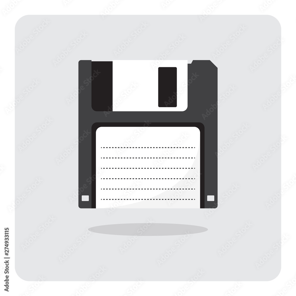 Vector design of flat icon, Floppy disk for computer on isolated background. Vector design of flat icon, Floppy disk for computer on isolated background.