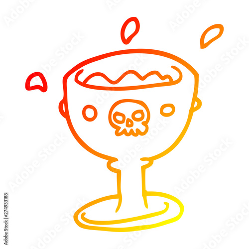 warm gradient line drawing spooky cartoon goblet of blood