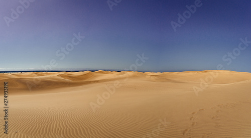 Fototapeta Naklejka Na Ścianę i Meble -  Sand dunes in the desert, Maspalomas, Gran Canaria, Spain.