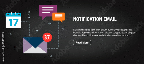 Notification email, banner internet with icons in vector.