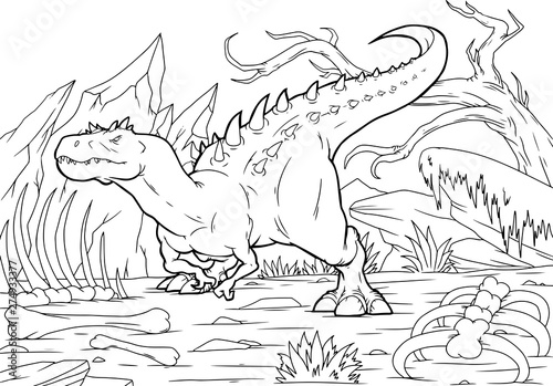 Coloring book dinosaur vector illustration.