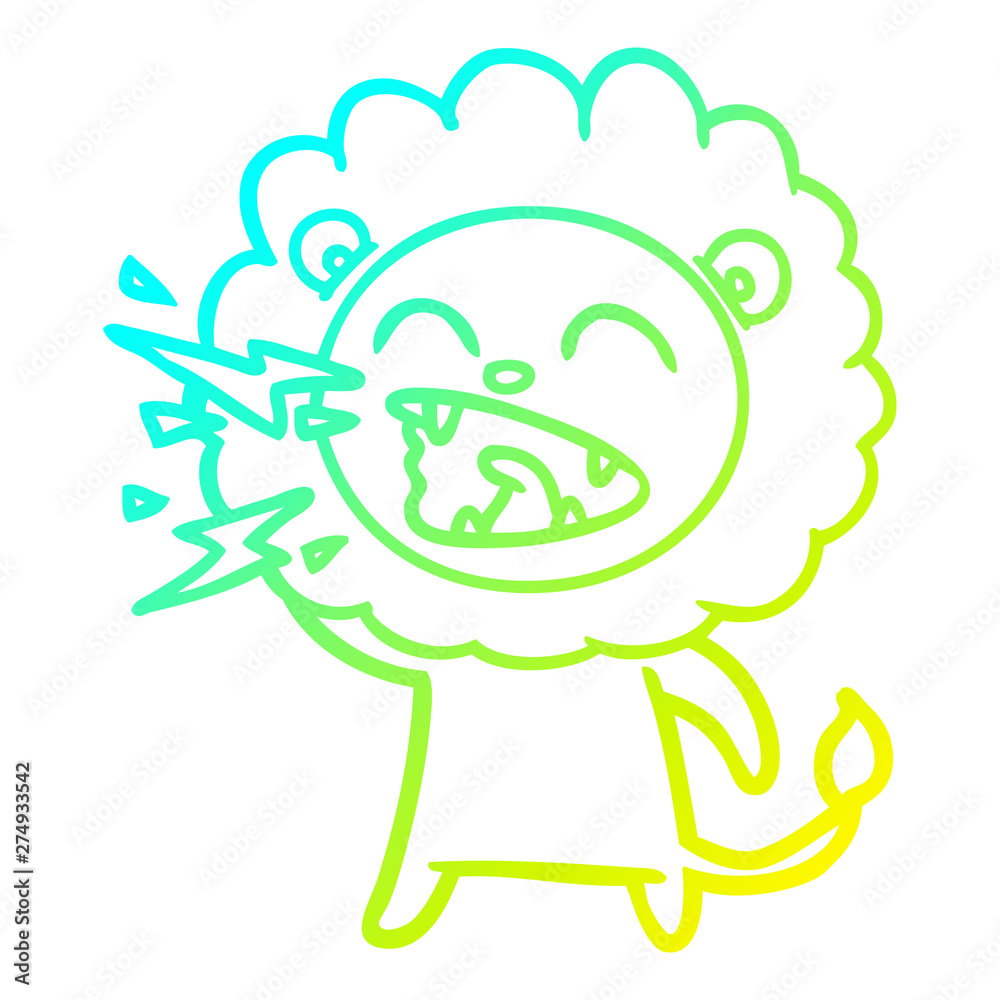 cold gradient line drawing cartoon roaring lion cold gradient line drawing cartoon roaring lion