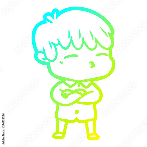 cold gradient line drawing cartoon curious boy