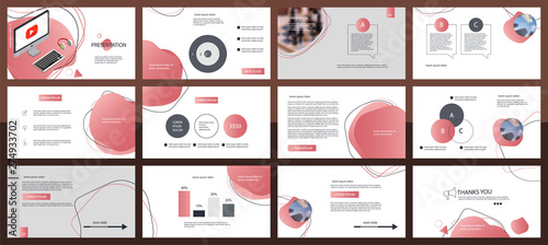 Red presentation template design. Vector infographics. Flyer and leaflet corporate marketing advertising annual report banner. Multipurpose template for presentation slide.