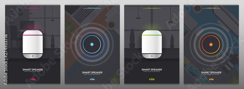 Smart speaker with voice control. Voice control of smart house. IoT Technology.