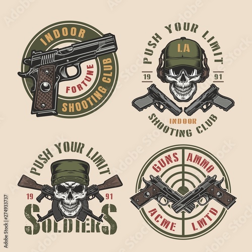 Vintage military and army colorful badges