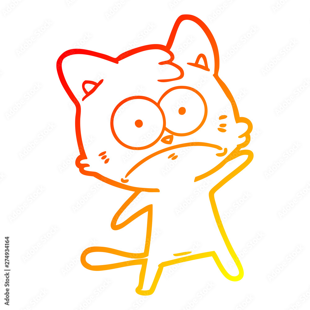 warm gradient line drawing cartoon nervous cat warm gradient line drawing cartoon nervous cat