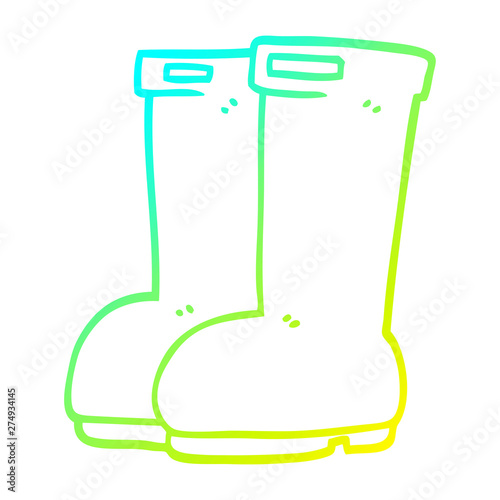 cold gradient line drawing cartoon red wellies