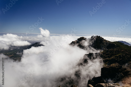 Nature and landscape of the Gran Canaria. Rocky mountains range  valleys. Pico de las Nieves.
