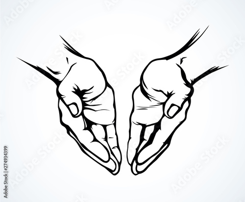 Praying hands. Vector drawing