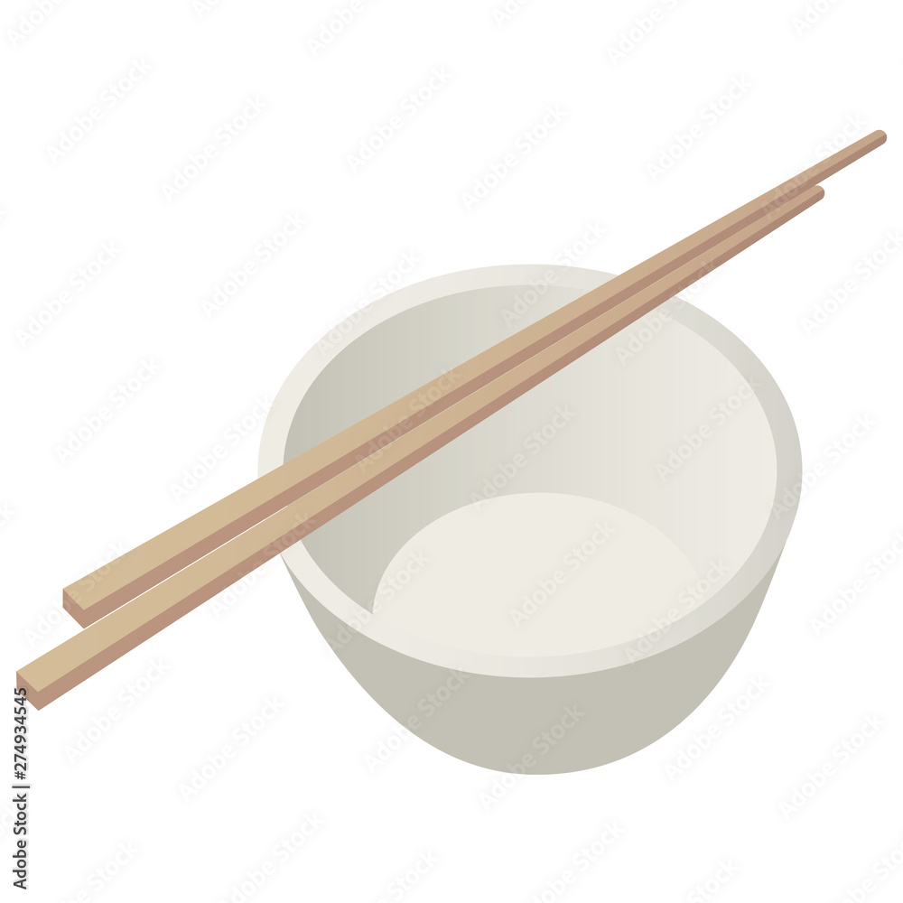 wood chopsticks and white japanese rice bowl empty wood chopsticks and white japanese rice bowl empty