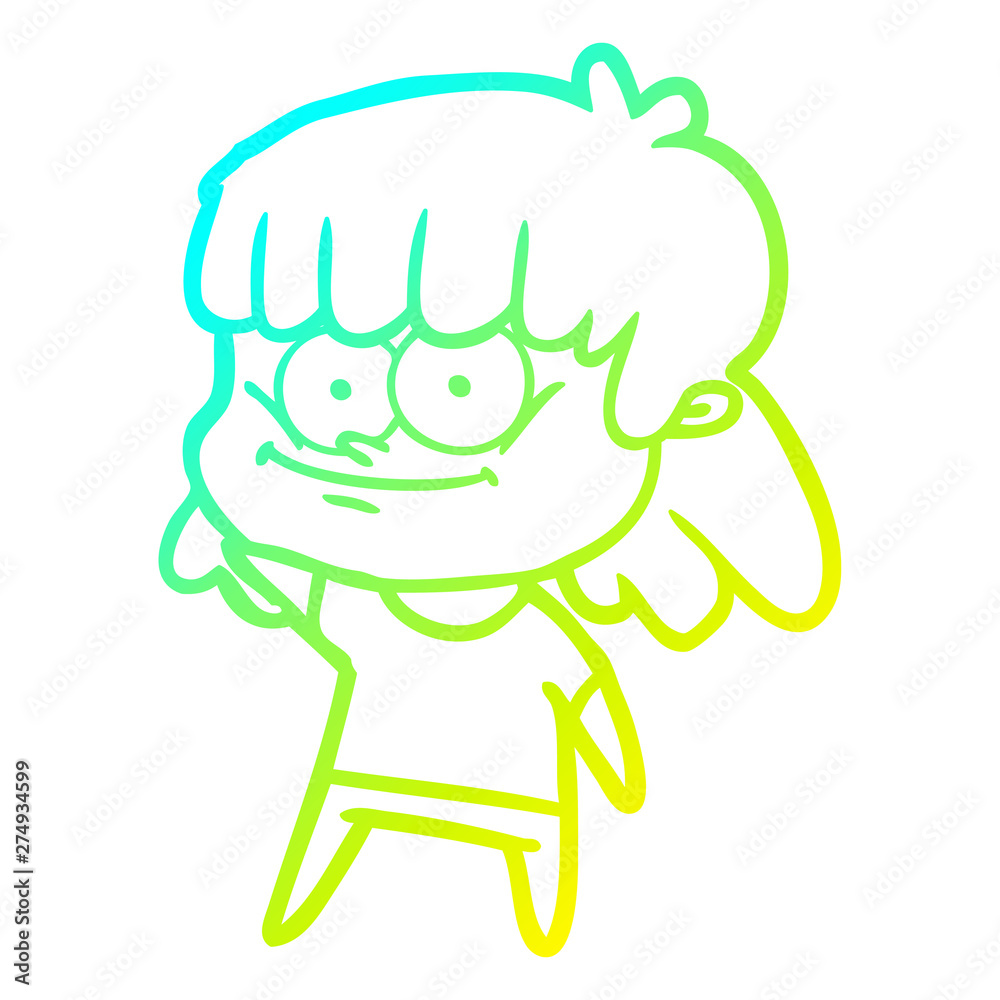 cold gradient line drawing cartoon girl smiling cold gradient line drawing cartoon girl smiling