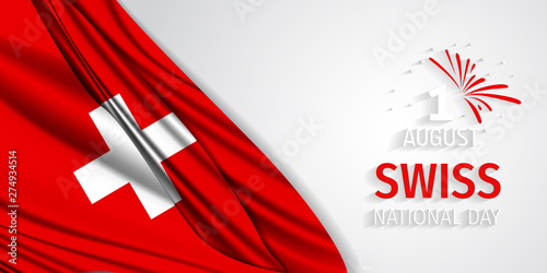 Swiss national day vector. Swiss independence day.