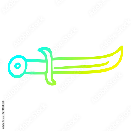cold gradient line drawing cartoon curved dagger