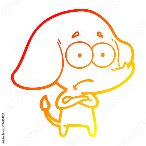 warm gradient line drawing cartoon unsure elephant